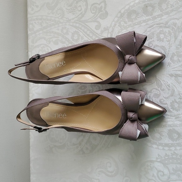 J. Renee Gabino Slingback Shoes New Pewter Powder - Picture 2 of 9